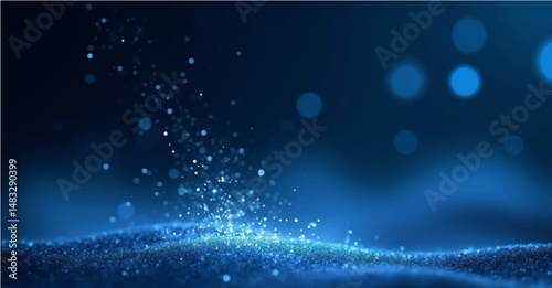 Abstract blue winter background with stars and snowflakes