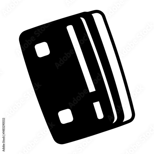 Black and white simple graphic of multiple cards or tiles stacked together
