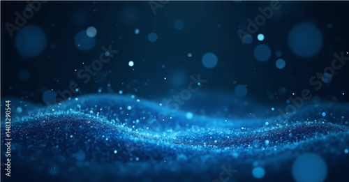 Abstract blue winter background with stars and snowflakes