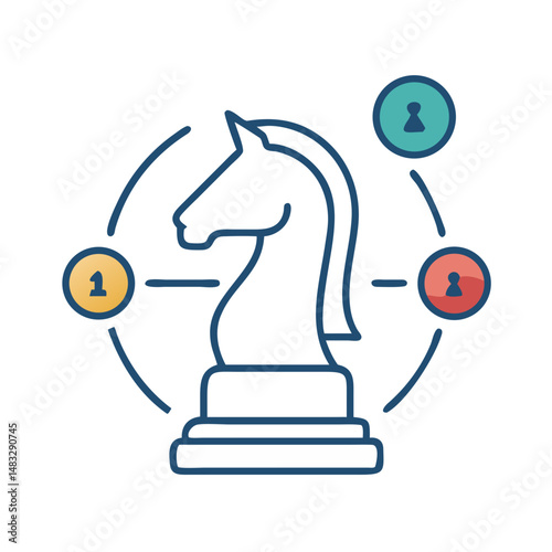 Chess Knight Strategy Icon Representing Tactical Planning and Strategic Decision-Making