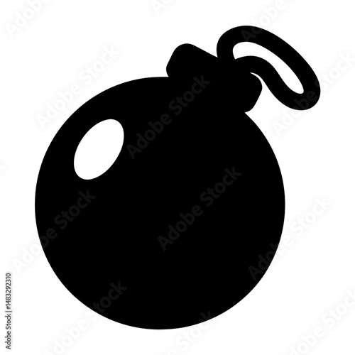 Minimalist black bomb with loop and circle on rounded form design