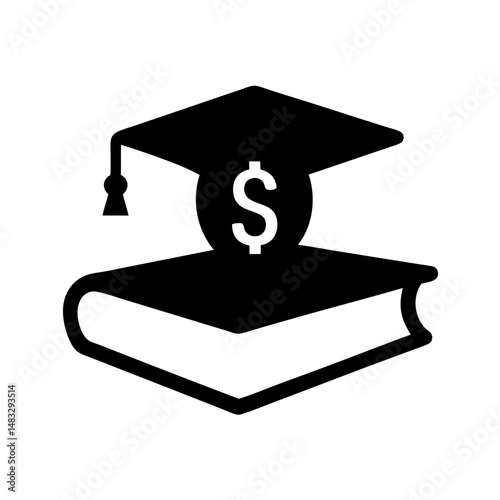 Paying for Education Conceptual Icon with Graduation Cap and Dollar Sign