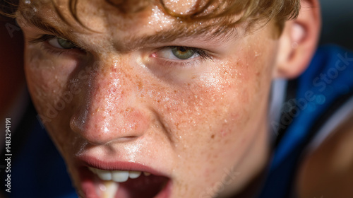 Emotion-filled close-up of a scorer celebrating victory