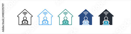 Home Office Icon In Different Style Vector