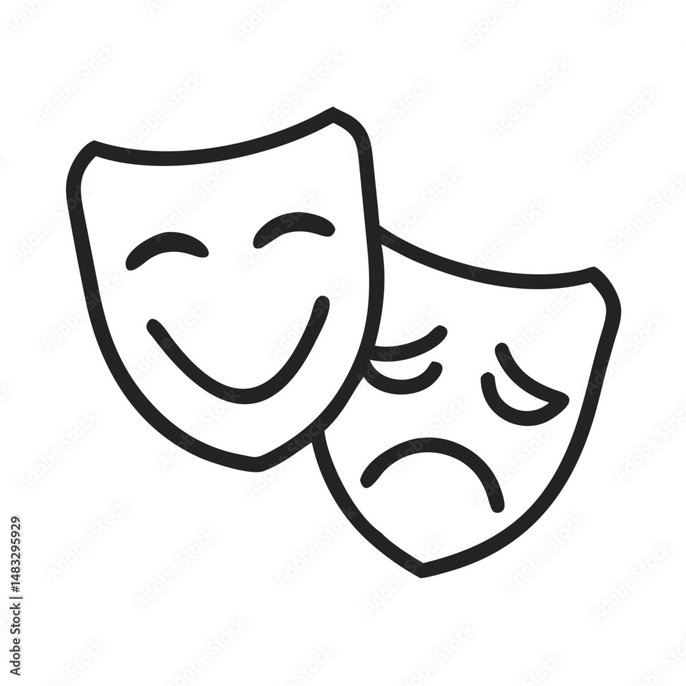 Comedy and Tragedy Masks Icon Representing Theater Arts and Dramatic Performance Comedy and Tragedy Masks Icon Representing Theater Arts and Dramatic Performance