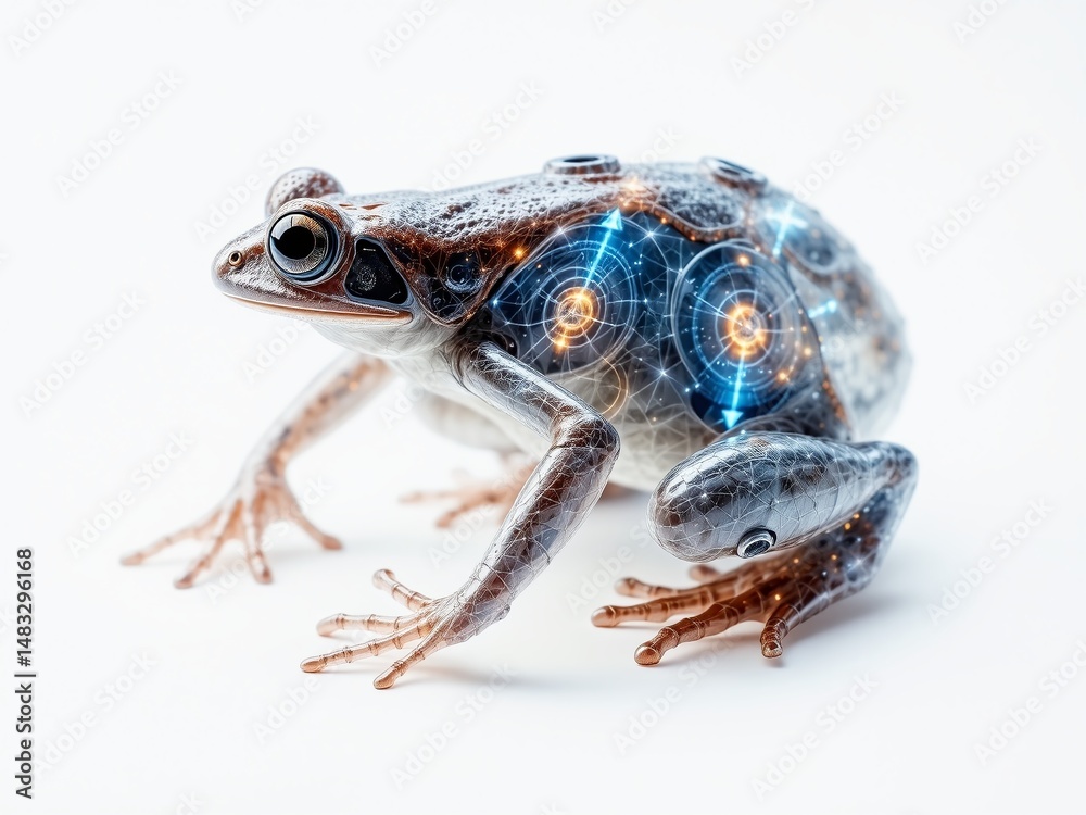 Obraz premium Abstract Frog, 3D X-Ray Spring, White, High Resolution Illustration