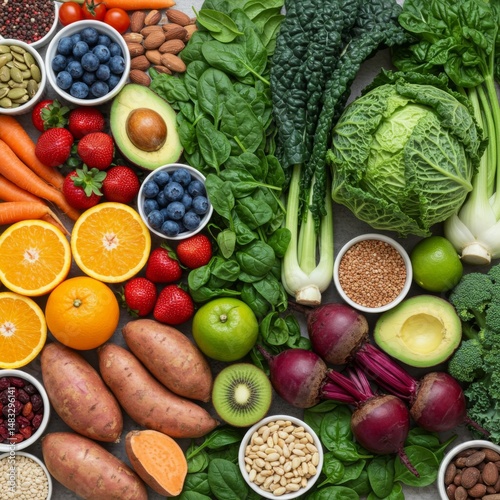 Vibrant Assortment of Fresh Fruits and Vegetables