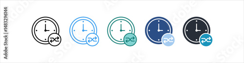 Flexible_Time Icon In Different Style Vector