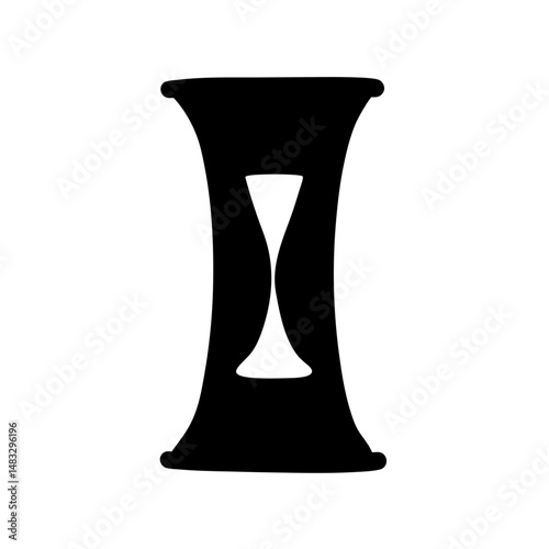 Abstract Silhouette of an Hourglass Shape Representing Time and Opposites