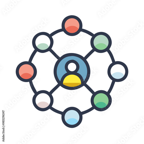 Connected Team Members Network Icon Representing Collaboration and Organizational Communication