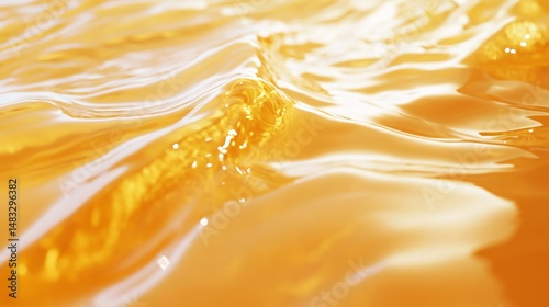 Amber liquid ripples with sunlit reflections