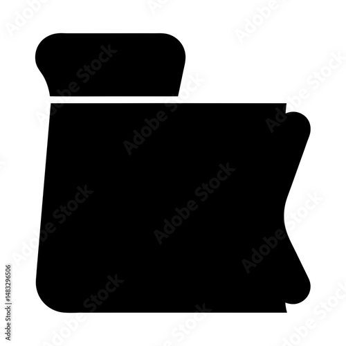Stylized black Santa sack silhouette filled with Christmas present, in black