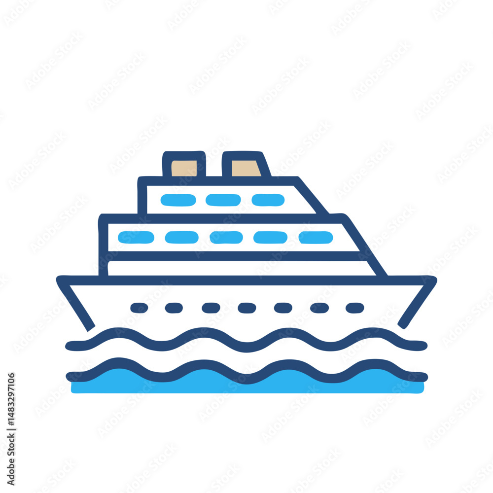 Cruise Ship Icon Representing Luxury Travel and Ocean Voyage Cruise Ship Icon Representing Luxury Travel and Ocean Voyage