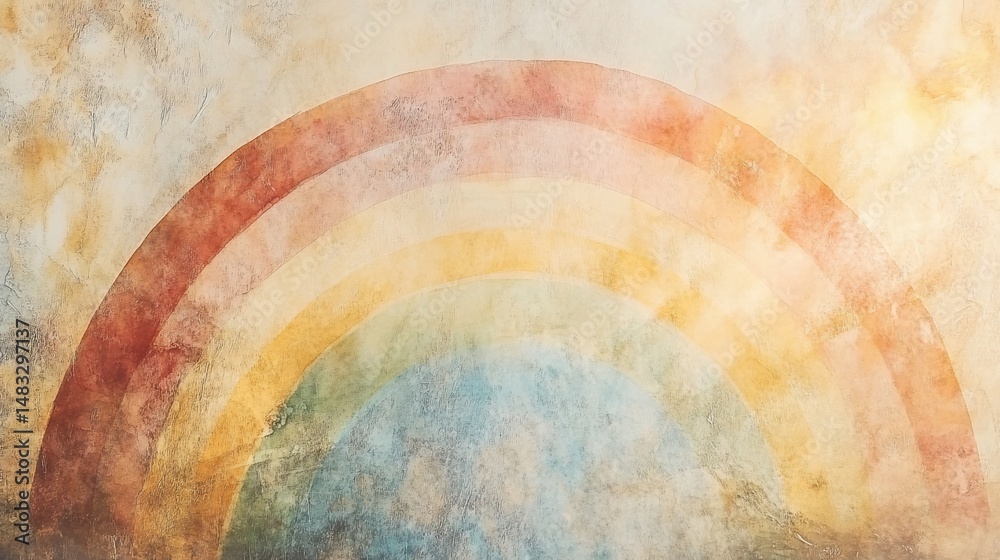 Obraz premium Rainbow painted on textured wall