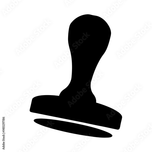 Simple black stamp tool representing official documents and verification purposes widely