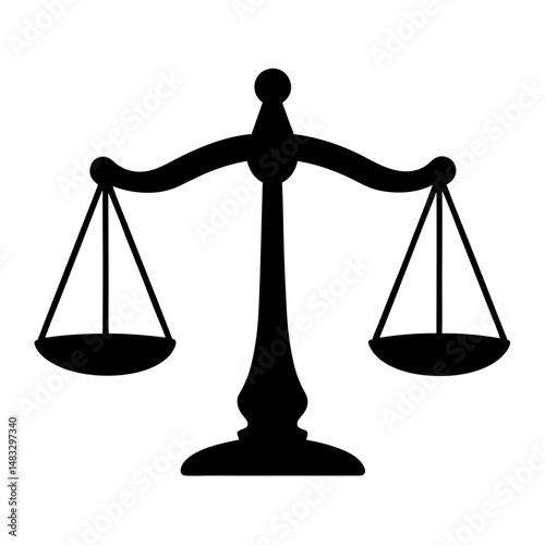 Silhouette illustration of balanced scales representing justice and legal matters