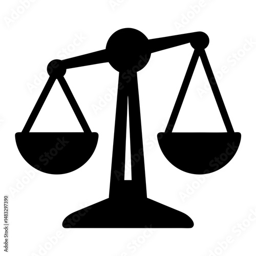 Silhouette of a vintage weighing scale representing justice and equilibrium