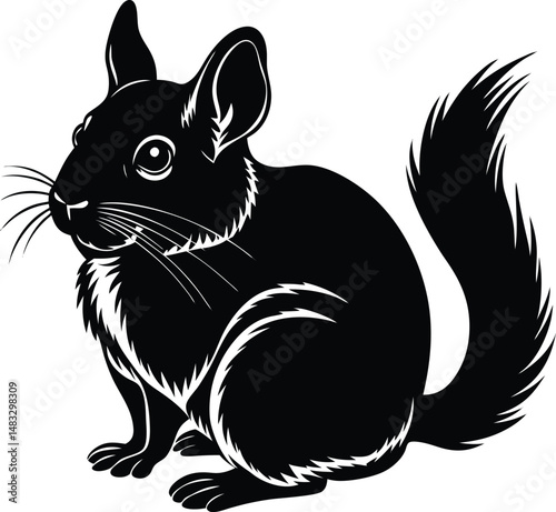 Chinchilla Silhouette Sitting On Hind Legs