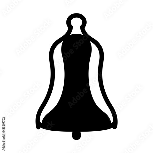 Silhouette of a Classic Black Bell with a Clapper and a Hanger