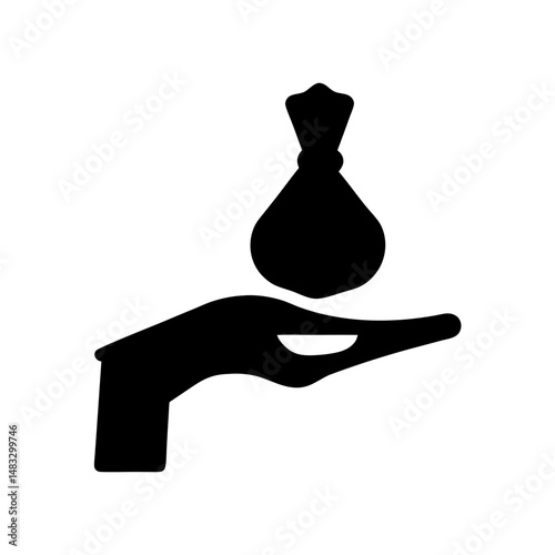 Hand holding a sack of money, symbol of donation or investment