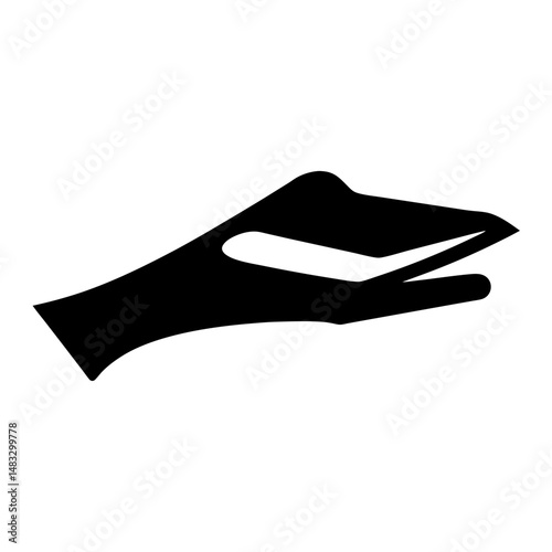 A black illustration of an open hand providing something towards the viewer