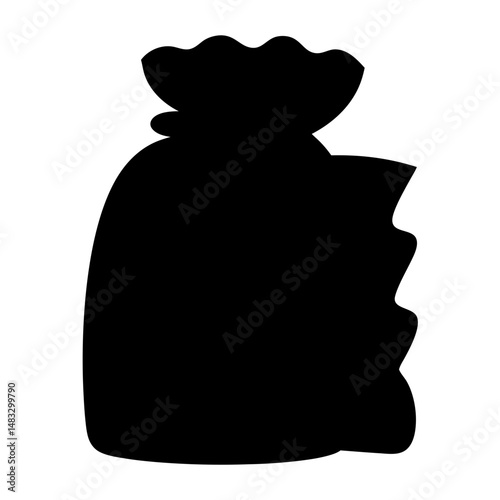 Silhouette of a tied sack containing something, likely a gift or treasure
