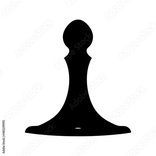 Black silhouette illustration of a classic chess pawn piece on white background