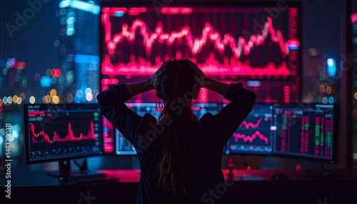 Woman Overwhelmed By Market Downturn