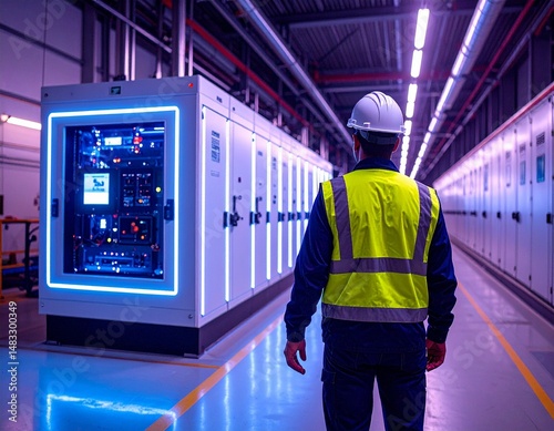 Male Worker In Electrical Control Room