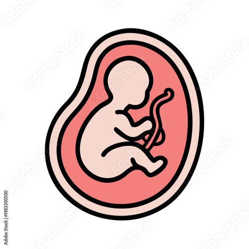 Fetus Inside Womb Symbol Representing Pregnancy and Human Development