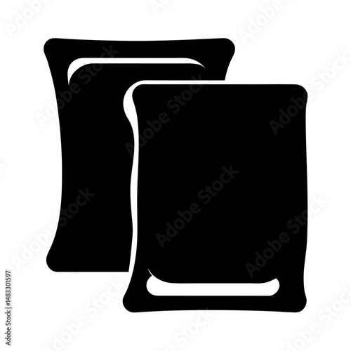 Two stylized abstract pillows or cushions in black and white illustration