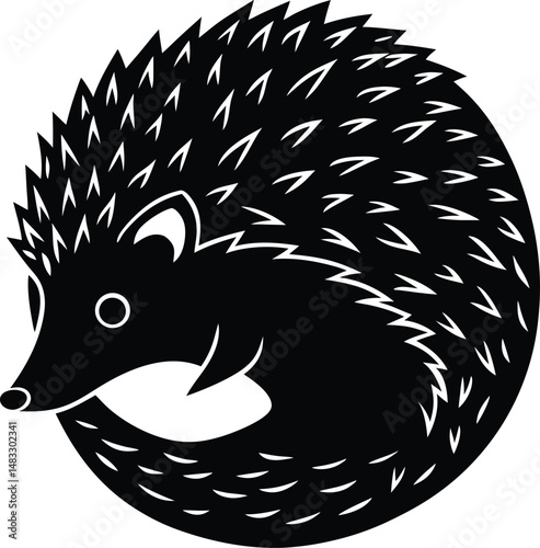 Hedgehog Silhouette In Curled Shape