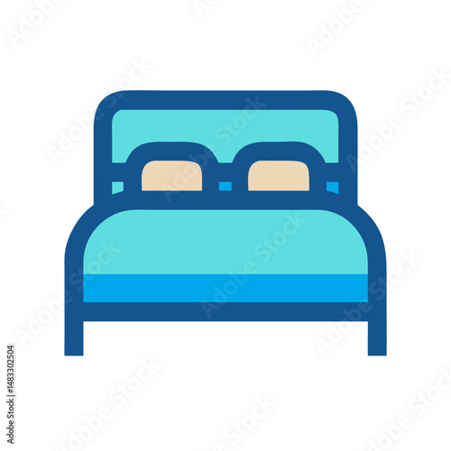 Hotel Bed Symbol Representing Accommodation and Lodging Services