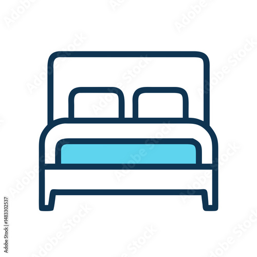 Hotel Bed Symbol Representing Accommodation and Lodging Services