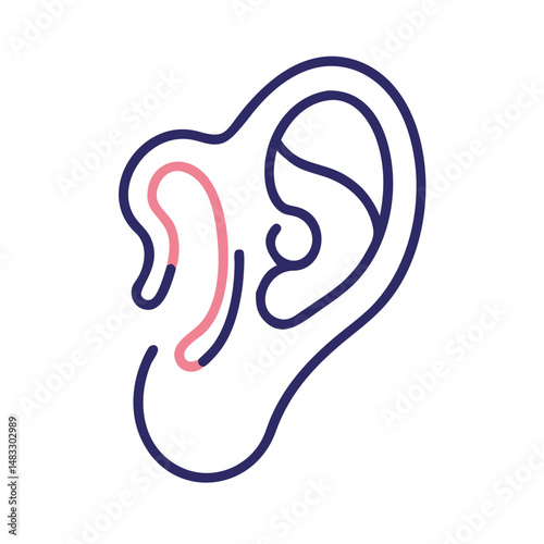Human Ear Anatomy Symbol Representing Hearing and Auditory System Structure