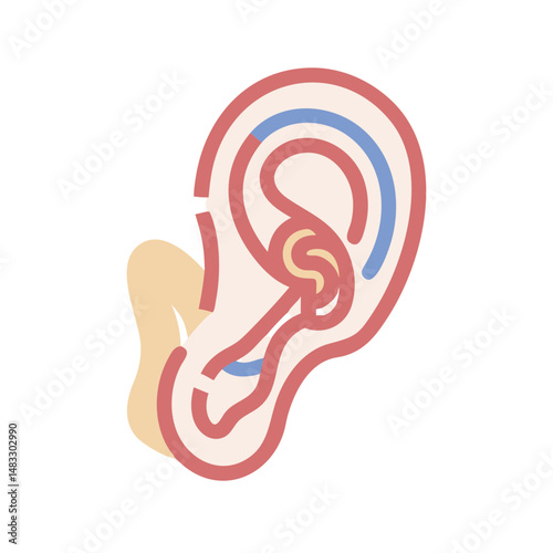 Human Ear Anatomy Symbol Representing Hearing and Auditory System Structure