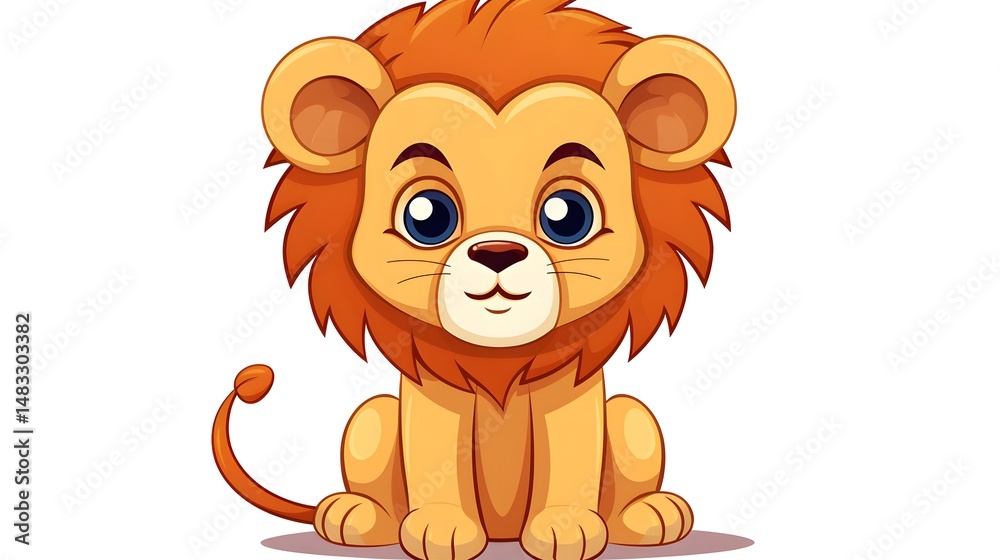 Obraz premium Cute Kawaii Lion Cartoon Design - High Quality Vector Illustration for Children's Books and Products
