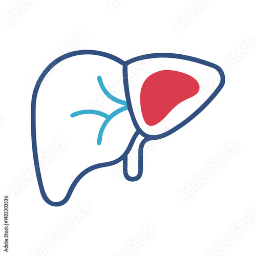 Human Liver Organ Icon Representing Anatomy and Digestive Health