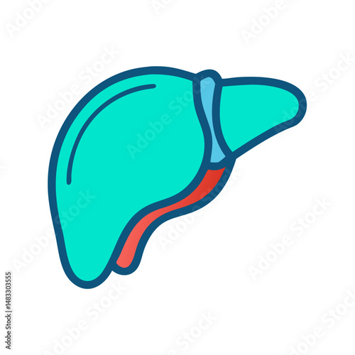 Human Liver Organ Icon Representing Anatomy and Digestive Health