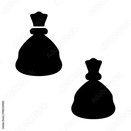 Two black sacks of money are isolated against a white background