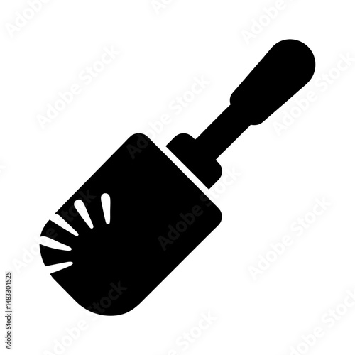 Black silhouette of a toilet bowl brush on a white background