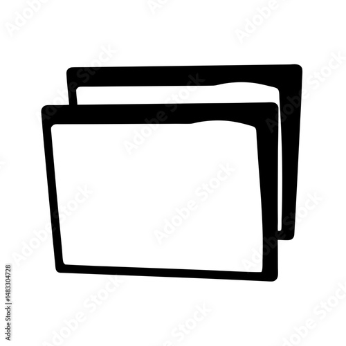 Simple minimalistic illustration of two black and white frames stacked slightly offset