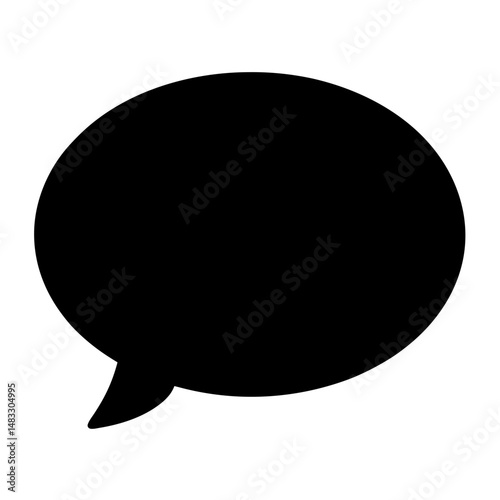 Black speech bubble icon on white background for messages and conversation