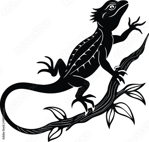 Lizard Silhouette On Branch
