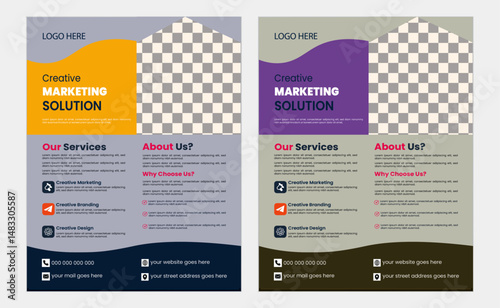 Creative professioanl a4 size flyer, flyer template layout and modern concept premium vactor, corporate modern and simple 2 colors template design.
