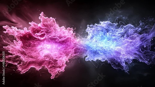 Colorful Abstract Smoke and Light Blend Creating Dynamic Visual Energy in Dark Background