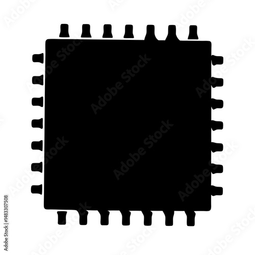 Black and white illustration of a generic microcontroller in a DIP package