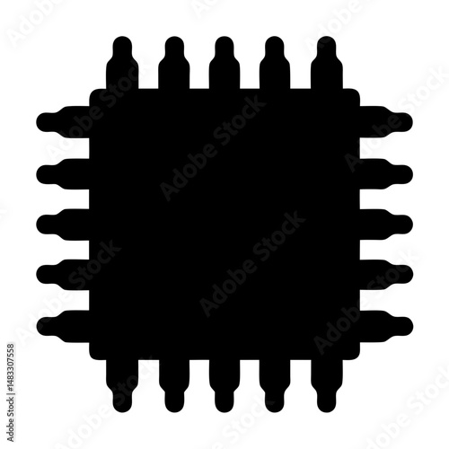 A minimalist black and white image of a computer processor unit