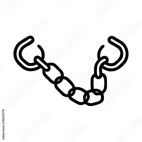 Chain links connected with hooks in a simple linear design  