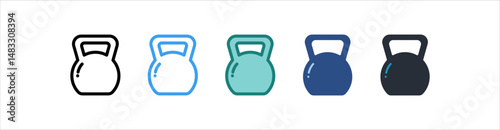 Kettlebell Icon In Different Style Vector